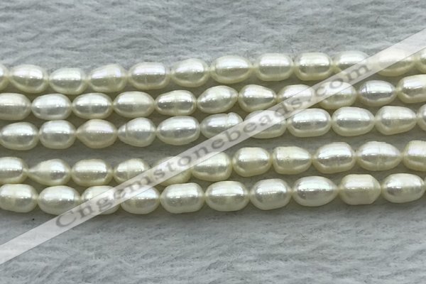 FWP172 14.5 inches 5mm - 6mm rice white freshwater pearl strands