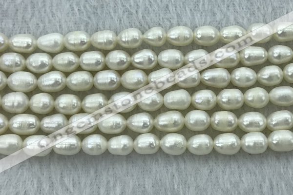 FWP174 14.5 inches 5mm - 6mm rice white freshwater pearl strands
