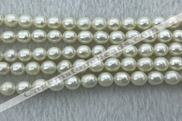 FWP178 15 inches 6mm - 7mm rice white freshwater pearl strands