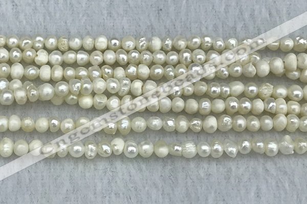 FWP18 14.5 inches 3mm - 4mm potato white freshwater pearl strands