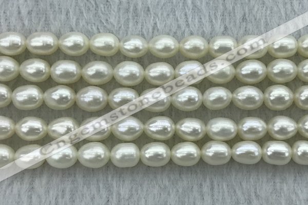 FWP181 15 inches 6mm - 7mm rice white freshwater pearl strands