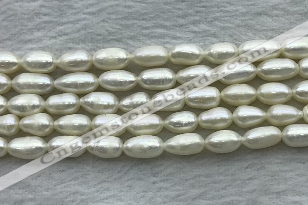 FWP187 15 inches 6mm - 7mm rice white freshwater pearl strands