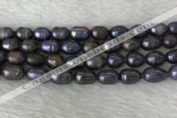 FWP191 15 inches 7mm - 8mm rice black freshwater pearl strands