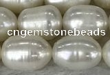 FWP201 15 inches 8mm - 9mm rice white freshwater pearl strands