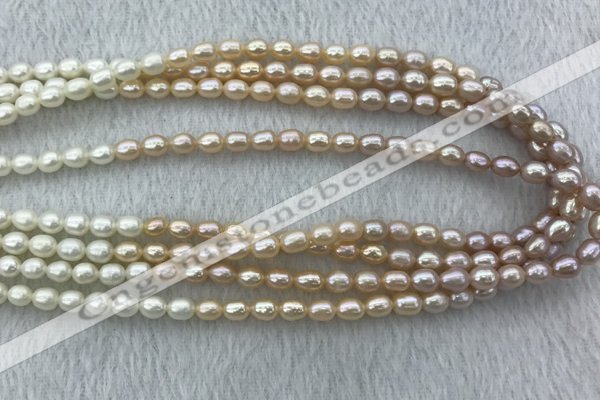 FWP210 15 inches 6mm - 7mm rice mixed color freshwater pearl strands