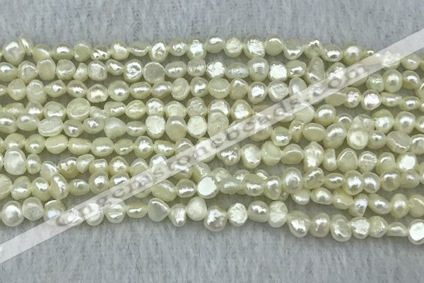 FWP231 14.5 inches 3mm - 4mm baroque white freshwater pearl strands