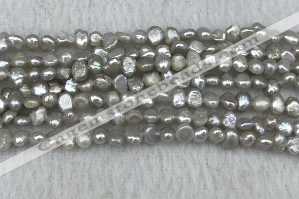 FWP232 14.5 inches 3mm - 4mm baroque grey freshwater pearl strands