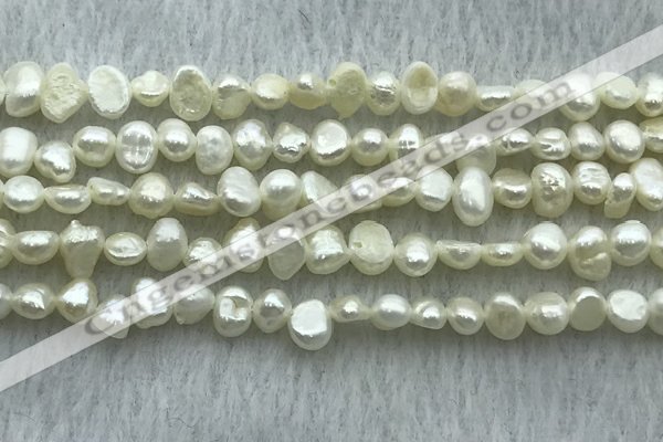 FWP234 14.5 inches 3mm - 4mm baroque white freshwater pearl strands