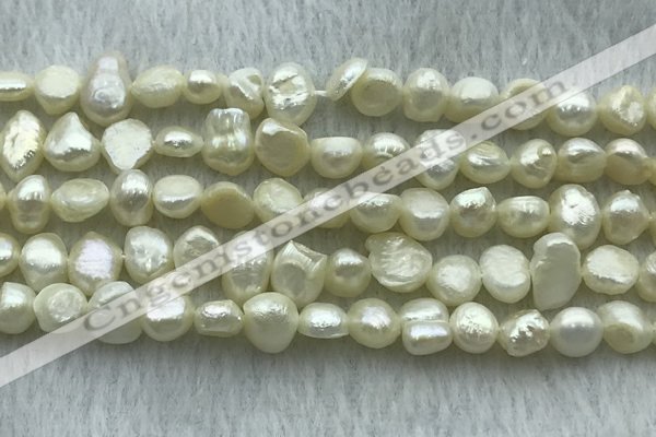 FWP240 15 inches 6mm - 7mm baroque white freshwater pearl strands