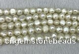 FWP245 15 inches 8mm - 9mm baroque white freshwater pearl strands