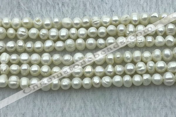 FWP25 14.5 inches 4mm - 4.5mm potato white freshwater pearl strands
