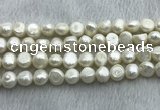 FWP250 15 inches 9mm - 10mm baroque white freshwater pearl strands