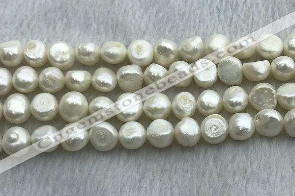 FWP250 15 inches 9mm - 10mm baroque white freshwater pearl strands