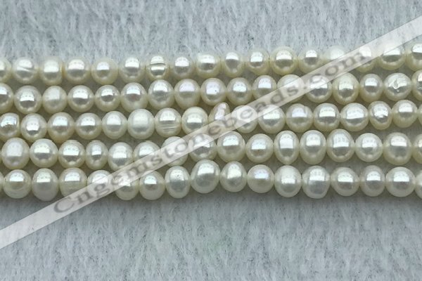 FWP26 14.5 inches 4mm - 4.5mm potato white freshwater pearl strands