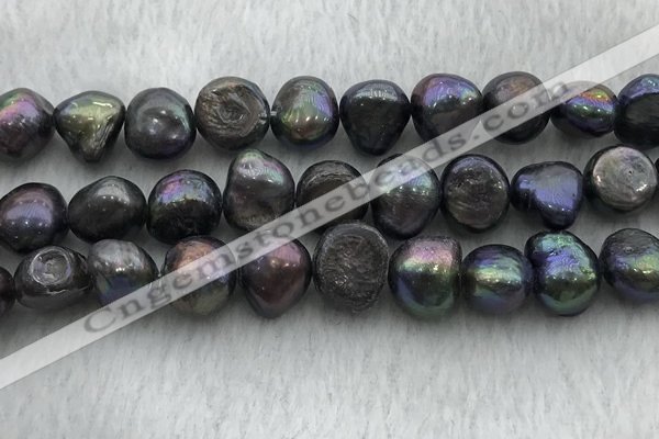 FWP263 15 inches 11mm - 12mm baroque black freshwater pearl strands