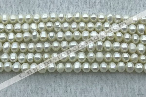 FWP27 14.5 inches 4mm - 4.5mm potato white freshwater pearl strands