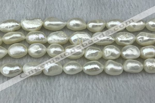 FWP285 15 inches 9mm - 10mm baroque white freshwater pearl strands