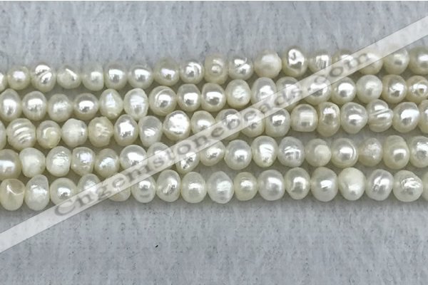 FWP30 14.5 inches 4.5mm potato white freshwater pearl strands