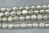 FWP302 15 inches 11mm - 12mm baroque white freshwater pearl strands