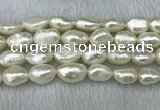 FWP304 15 inches 11mm - 12mm baroque white freshwater pearl strands