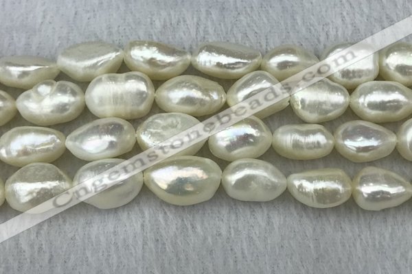 FWP304 15 inches 11mm - 12mm baroque white freshwater pearl strands