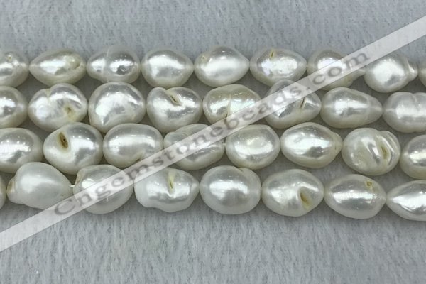 FWP312 15 inches 12mm - 13mm baroque white freshwater pearl strands