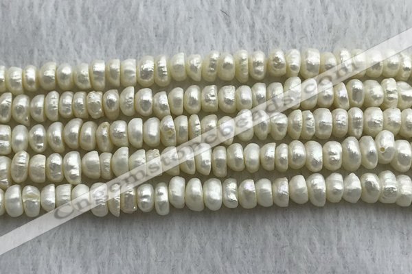 FWP321 14.5 inches 5mm - 6mm button white freshwater pearl strands