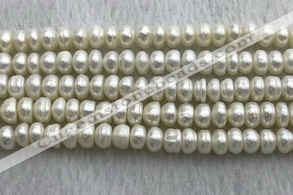 FWP322 15 inches 6mm - 7mm button white freshwater pearl strands