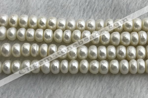 FWP324 15 inches 8mm - 9mm button white freshwater pearl strands