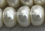 FWP332 15 inches 12mm - 13mm button white freshwater pearl strands