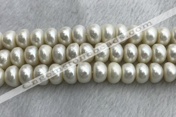 FWP332 15 inches 12mm - 13mm button white freshwater pearl strands