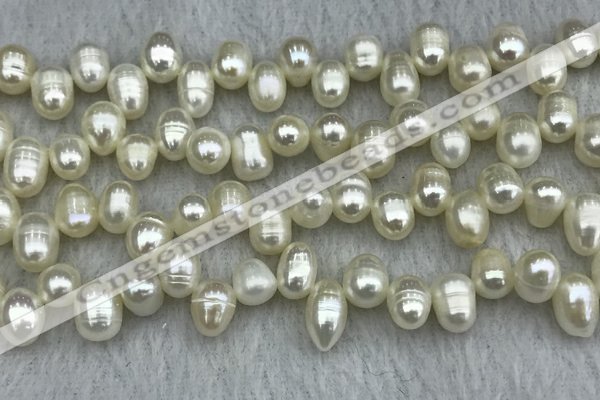 FWP340 Top-drilled 7mm - 8mm potato white freshwater pearl strands