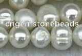 FWP35 14.5 inches 5mm - 6mm potato white freshwater pearl strands