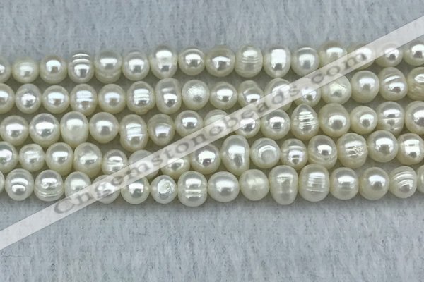 FWP35 14.5 inches 5mm - 6mm potato white freshwater pearl strands