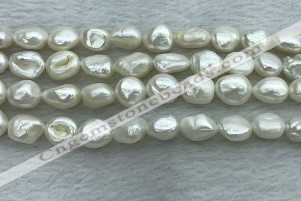 FWP350 15 inches 7mm - 8mm baroque white freshwater pearl strands