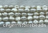 FWP351 15 inches 8mm - 9mm baroque white freshwater pearl strands