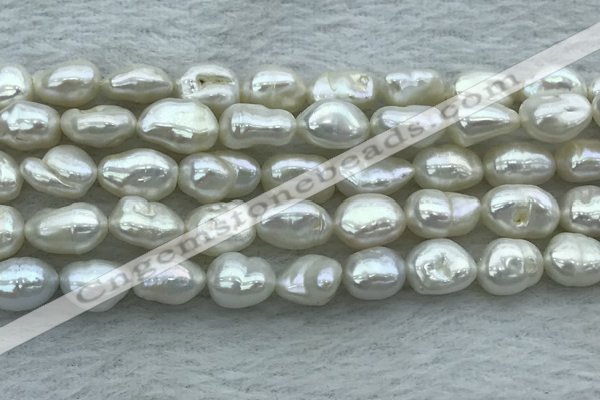 FWP351 15 inches 8mm - 9mm baroque white freshwater pearl strands