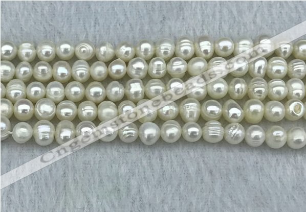 FWP36 14.5 inches 5mm - 6mm potato white freshwater pearl strands