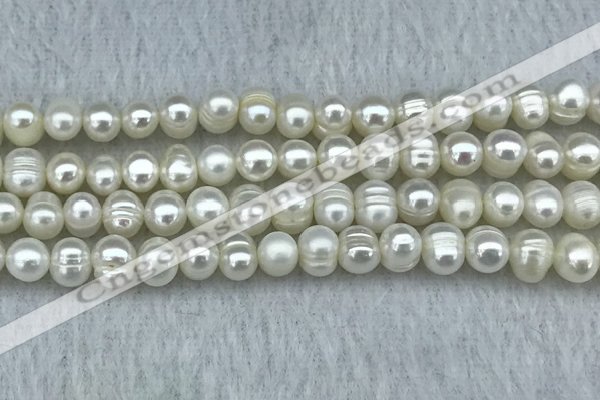 FWP37 14.5 inches 5mm - 6mm potato white freshwater pearl strands