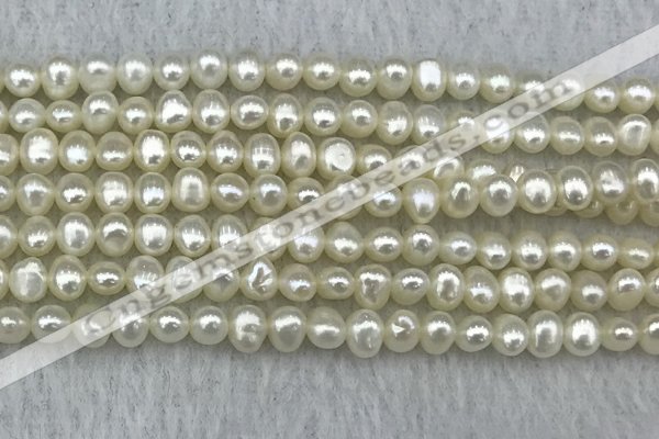 FWP40 14.5 inches 4mm - 5mm potato white freshwater pearl strands