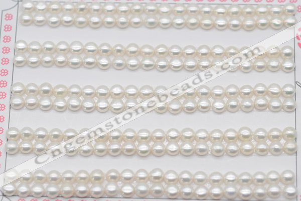 FWP452 half-drilled 4-4.5mm bread freshwater pearl beads