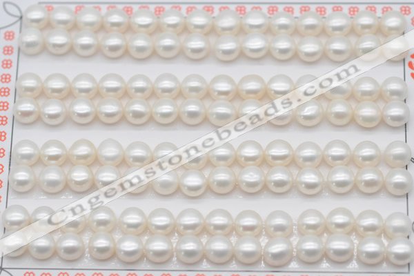 FWP456 half-drilled 6-6.5mm bread freshwater pearl beads