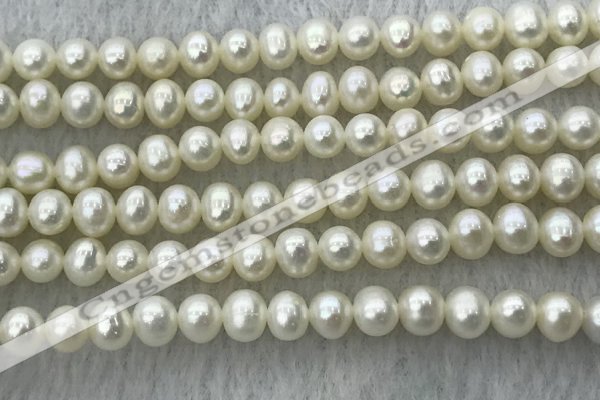 FWP46 14.5 inches 5mm - 6mm potato white freshwater pearl strands