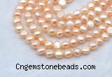 FWP491 14 inches 8mm - 9mm baroque pink freshwater pearl strands