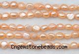 FWP497 14 inches 8mm - 9mm baroque pink freshwater pearl strands