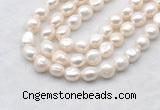 FWP500 14 inches 10mm - 11mm baroque white freshwater pearl strands