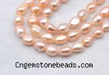 FWP501 14 inches 10mm - 11mm baroque pink freshwater pearl strands