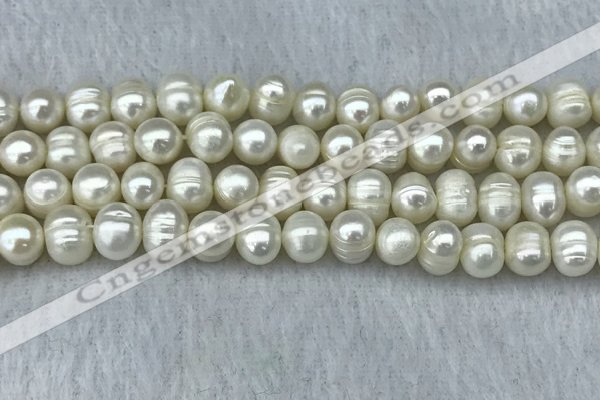 FWP70 15 inches 7mm - 8mm potato white freshwater pearl strands