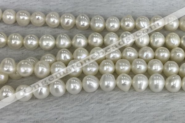 FWP79 15 inches 7mm - 8mm potato white freshwater pearl strands