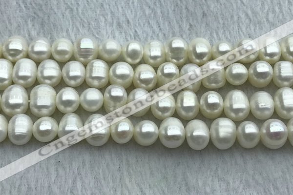 FWP85 15 inches 8mm - 9mm potato white freshwater pearl strands